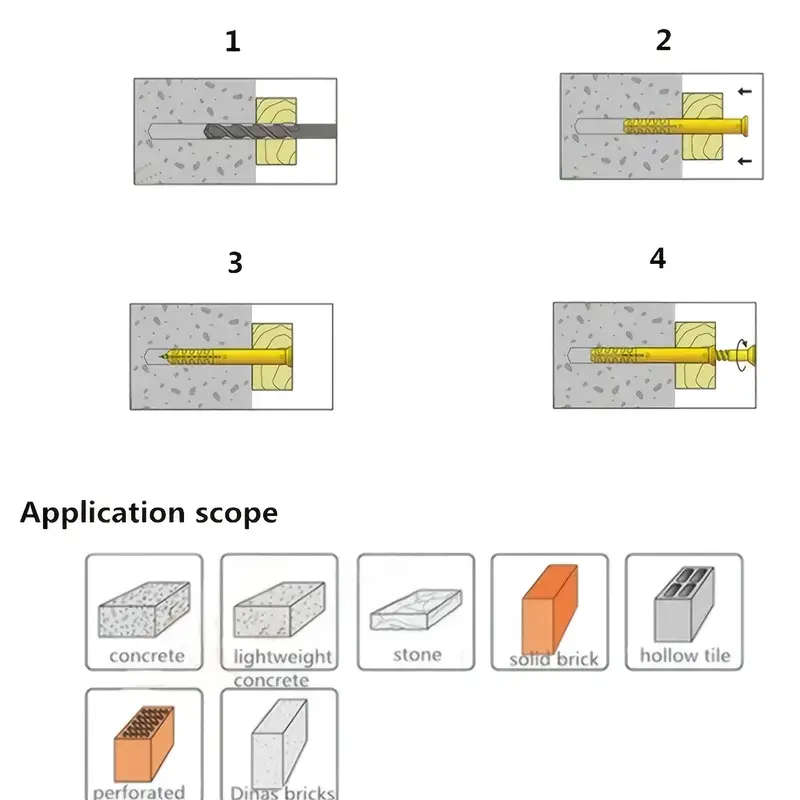 214 Piece Heavy Duty Yellow Plastic Expansion Screw Anchor Set