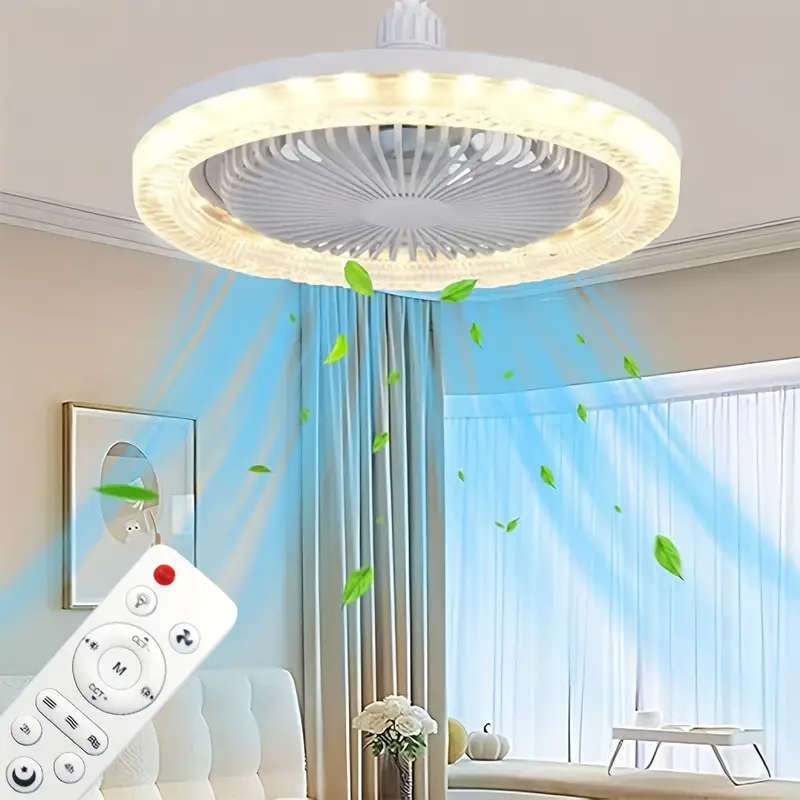 2-in-1 Multifunctional Ceiling Fan with Light, LED Fan Light, 25.4 cm Diameter, Color Matching