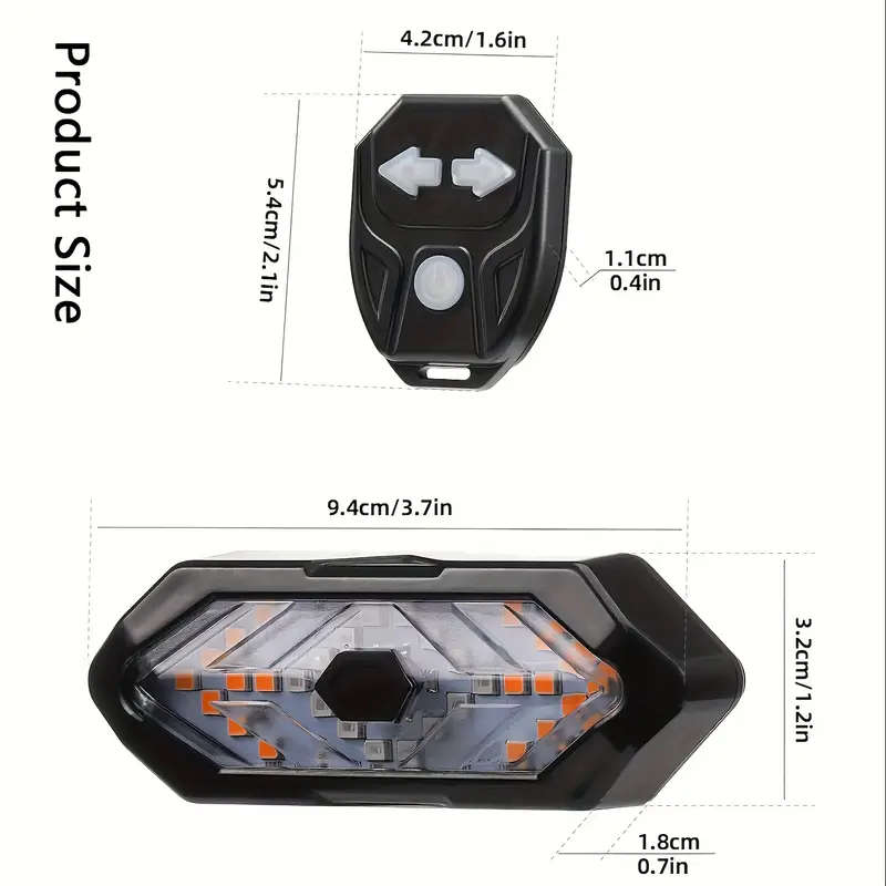 USB Rechargeable LED Bike Tail Light with Left/Right Turn Signal - 5 Modes