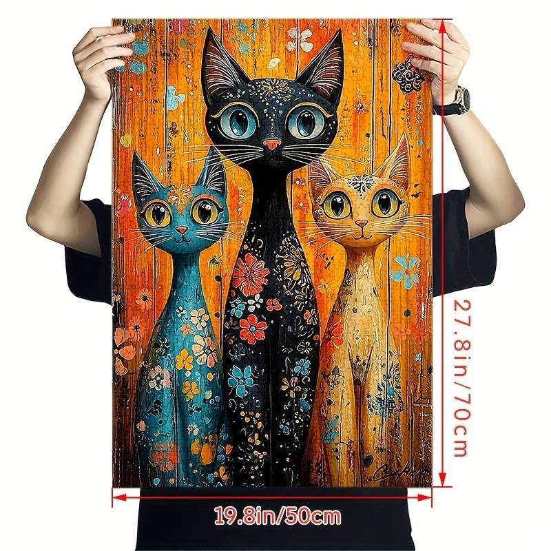 1000pcs Cat Jigsaw Puzzle Vibrant Artistic Design Scratch-Resistant Paper Challen
