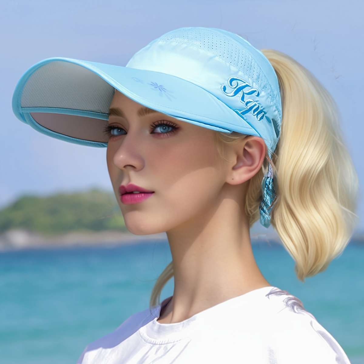 1pc Women's Adjustable Sun Visor Baseball Cap UPF Sun Protection Breathable Mesh Back Wide Brim
