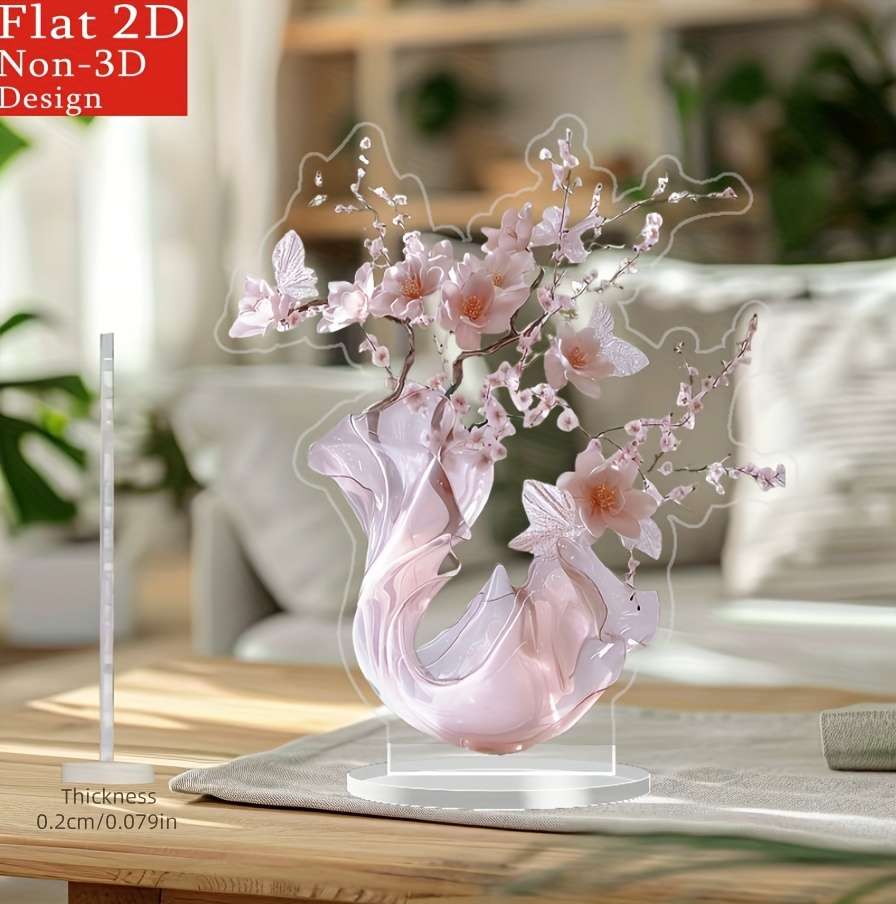 2D Flat Acrylic of Elegant Pink Cherry Blossom Acrylic Table Decoration Cherry Blossom St