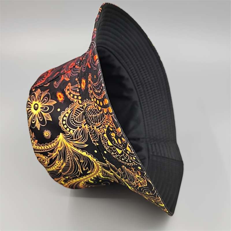 A Digital Printed Feather Pattern Bucket Hat A Cartoon Y2K Fisherman Hat And A Reversible Sun