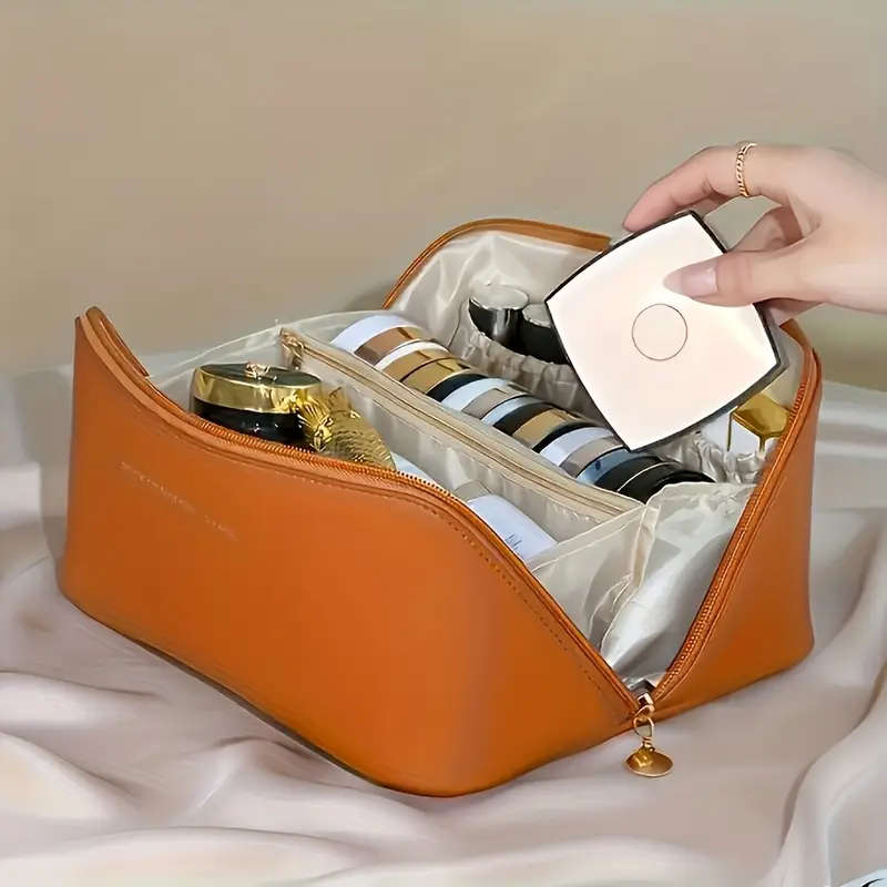 Portable Cosmetic Bag Fashion Faux Leather Cosmetic Bag