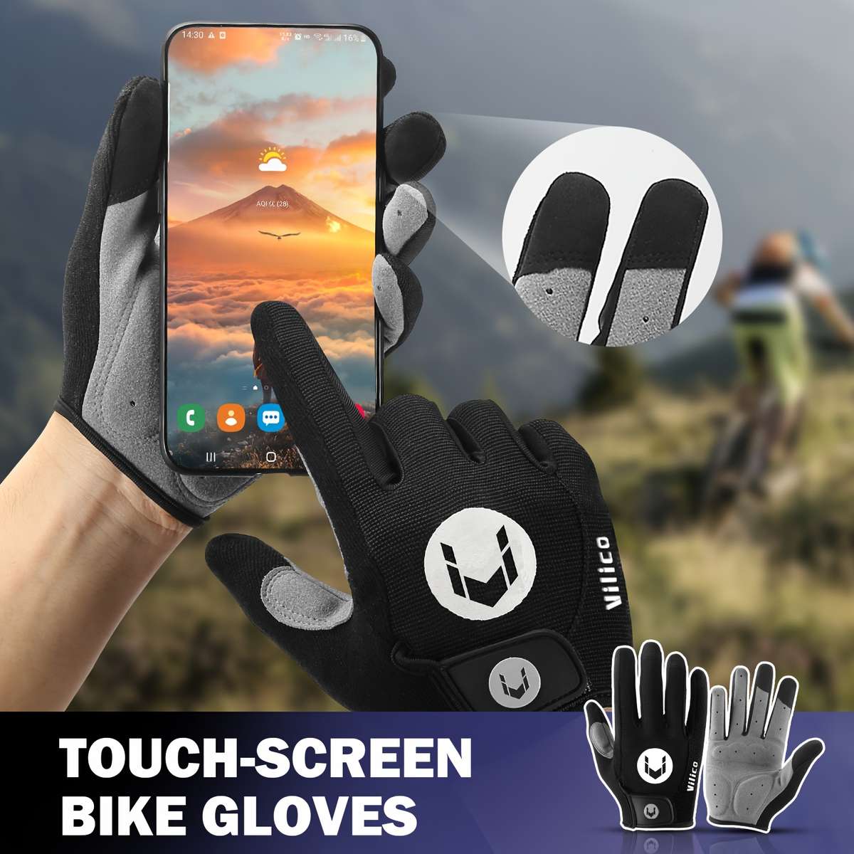 1 Pair Black Size L Outdoor Sports Gloves