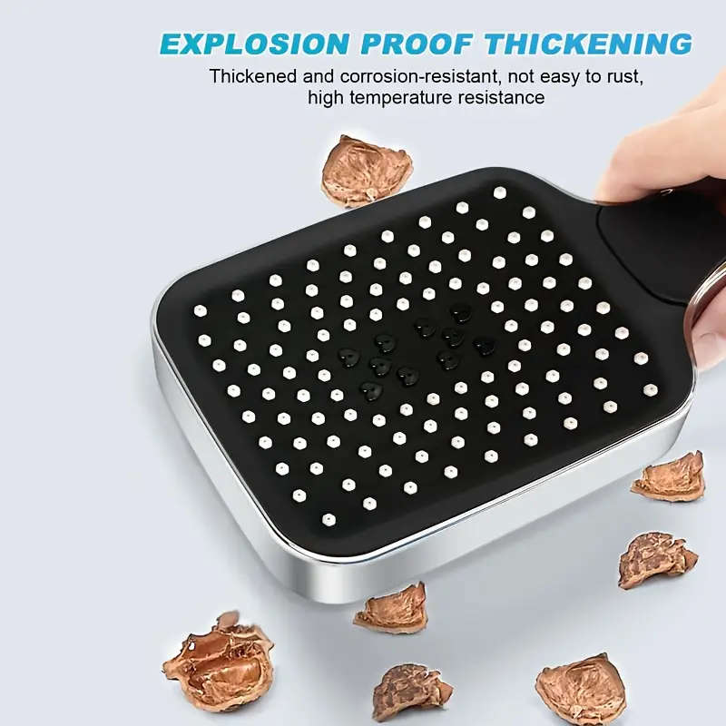 1set Square Shower Head, With Shower Bracket And Hose Multi Functional High Pressure Shower Head