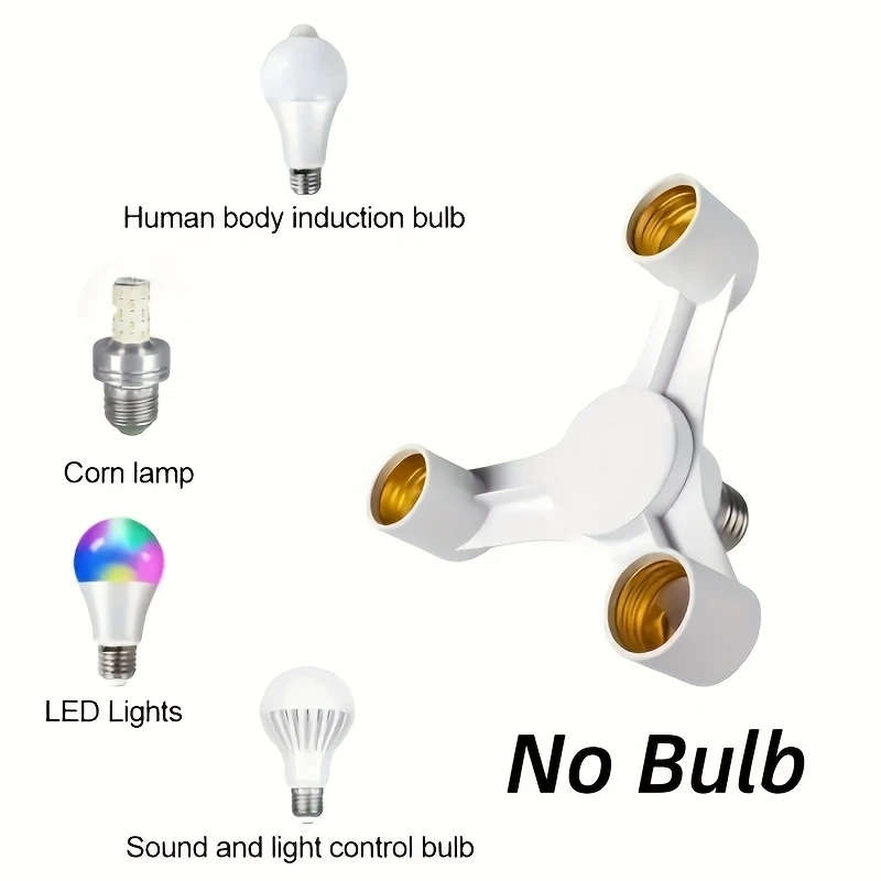 3In1 E27 Extended Led Lamp Bulbs Socket Splitter Adapter Holder