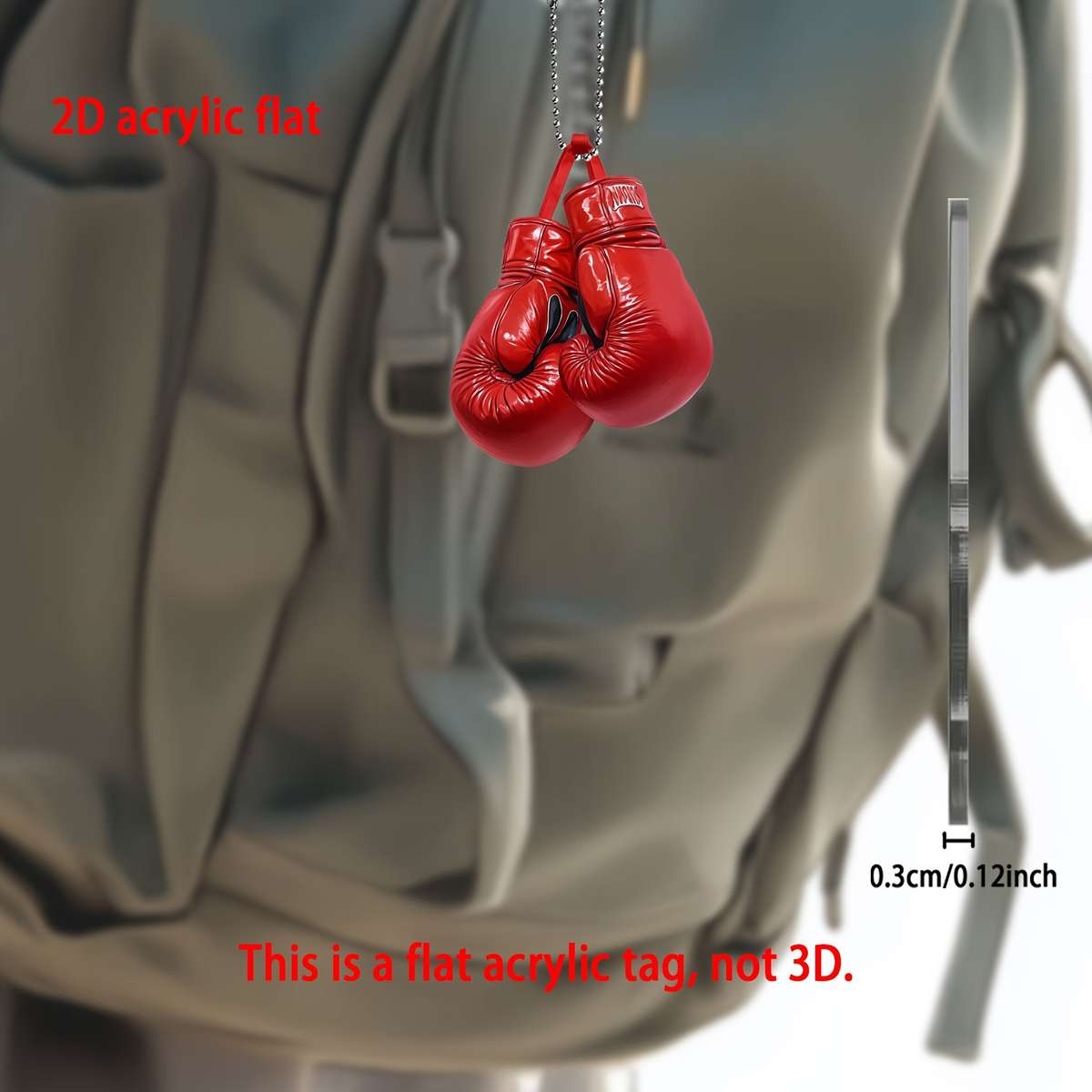 2D Flat Sporty Boxing Glove Acrylic Pendant Versatile Car Rearview Mirror Charm Keycha