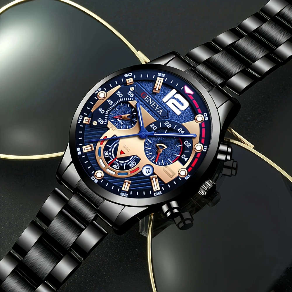 1pc Luxury Men's Quartz Watch Set Business and Casual Timepiece Suitable for School Opening Christma