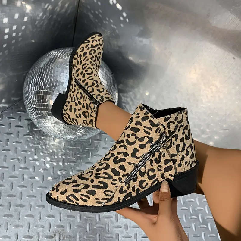 Leopard Print Women's Ankle Boots