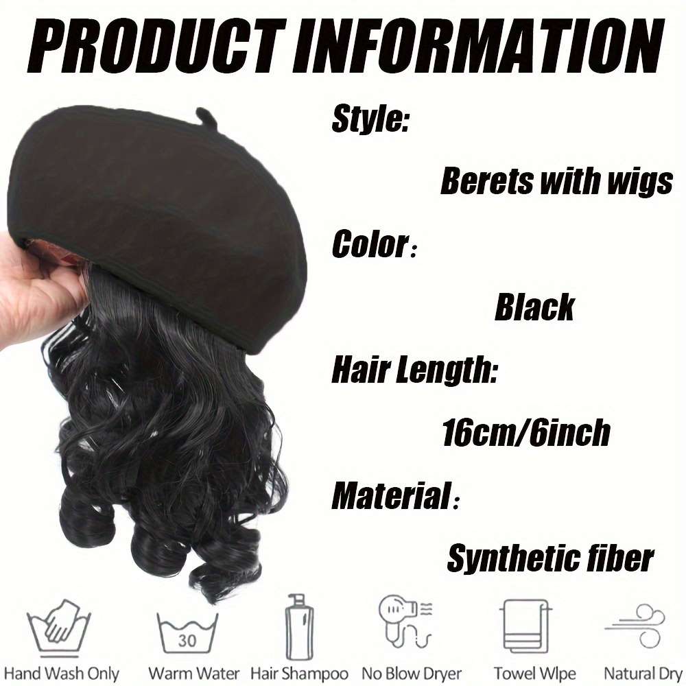 1Pc Black 15.24cm Fashion Design Wig