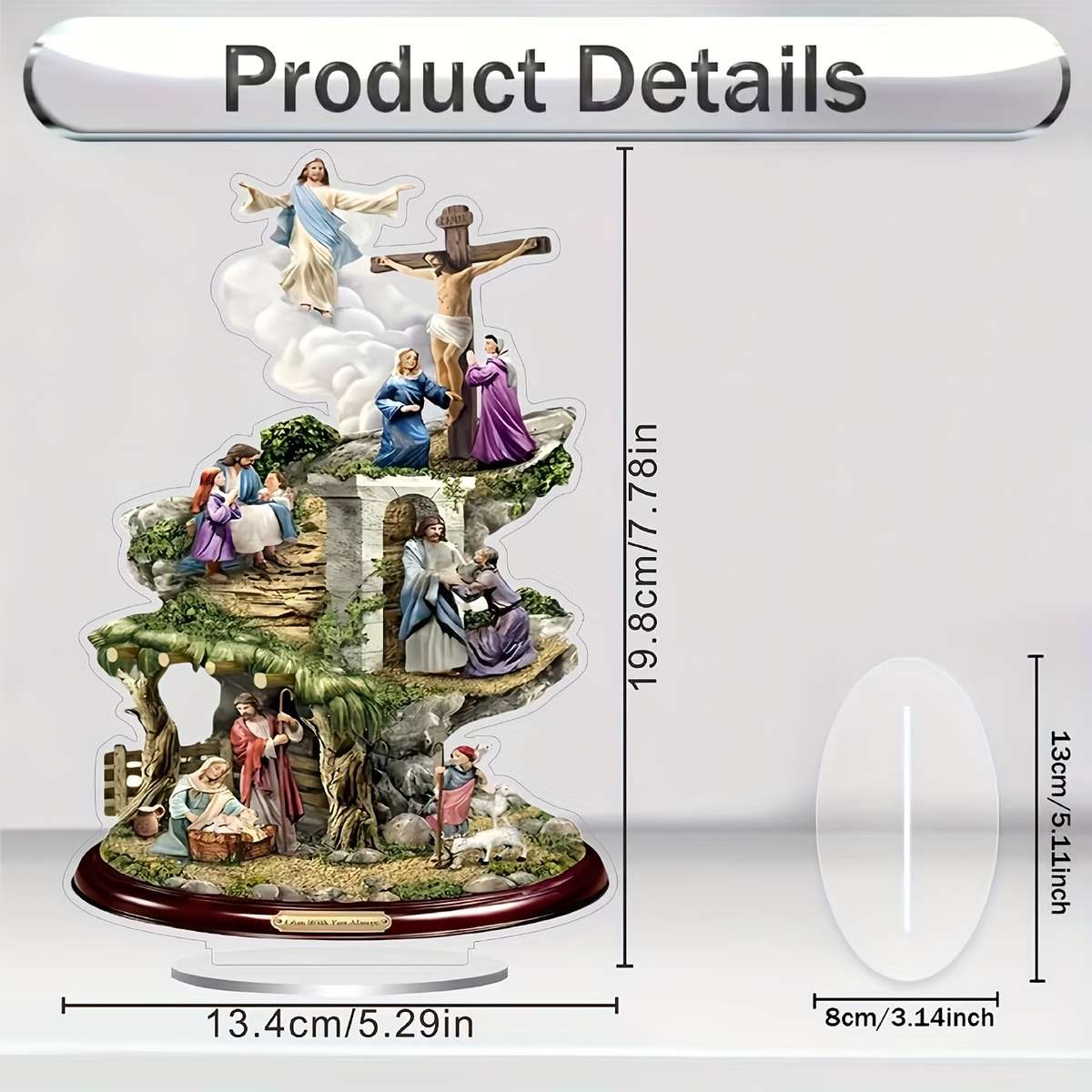 1pc 2D Flat  Boho Acrylic Jesus Birth Scene  Desktop Decoration Non-Electric