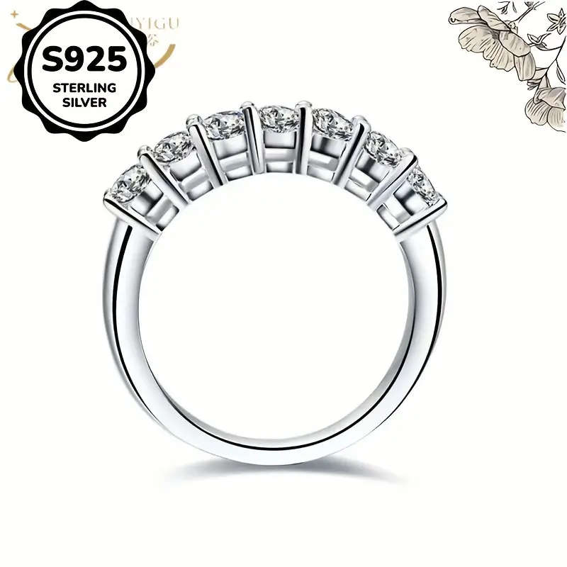 Classic 925 Sterling Silver Inlaid Synthetic Zirconia Eternity