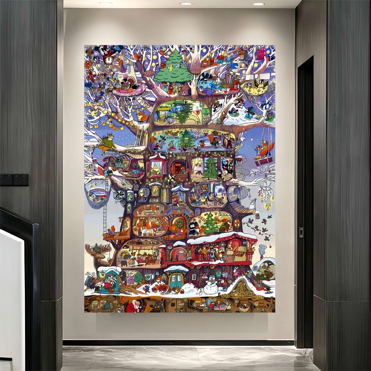 1000pcs Entertainment Tree Puzzle 50cm x 70cm Rectangular Mixed Colors Portable