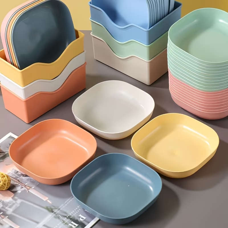 10 Square Dinner Plates With 1 Stand