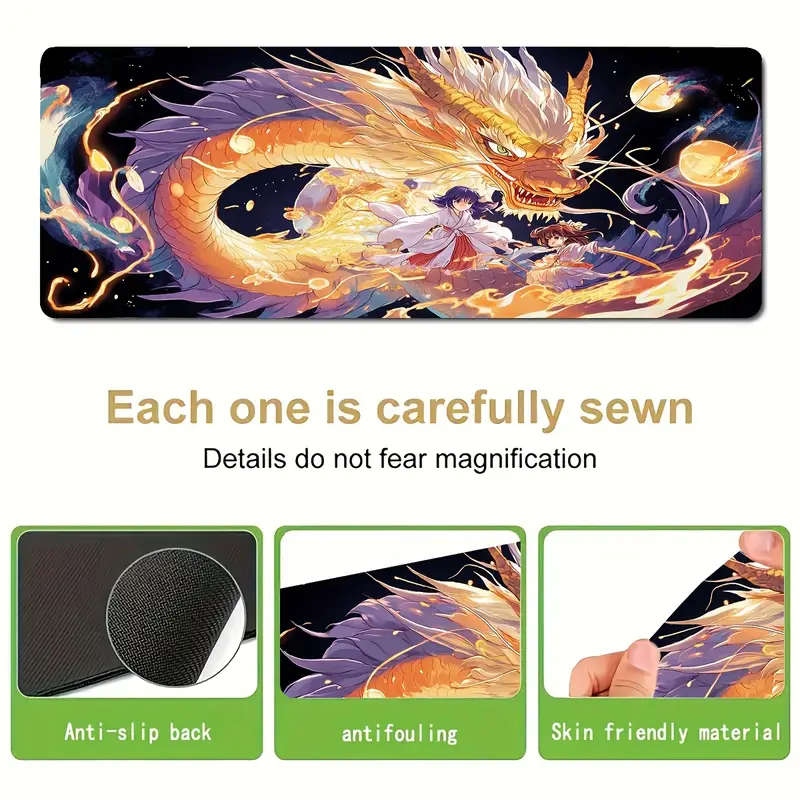 30x80cm Fantasy Dragon Cute Style Rubber Non-Slip Mouse Pad Durable Work Gaming