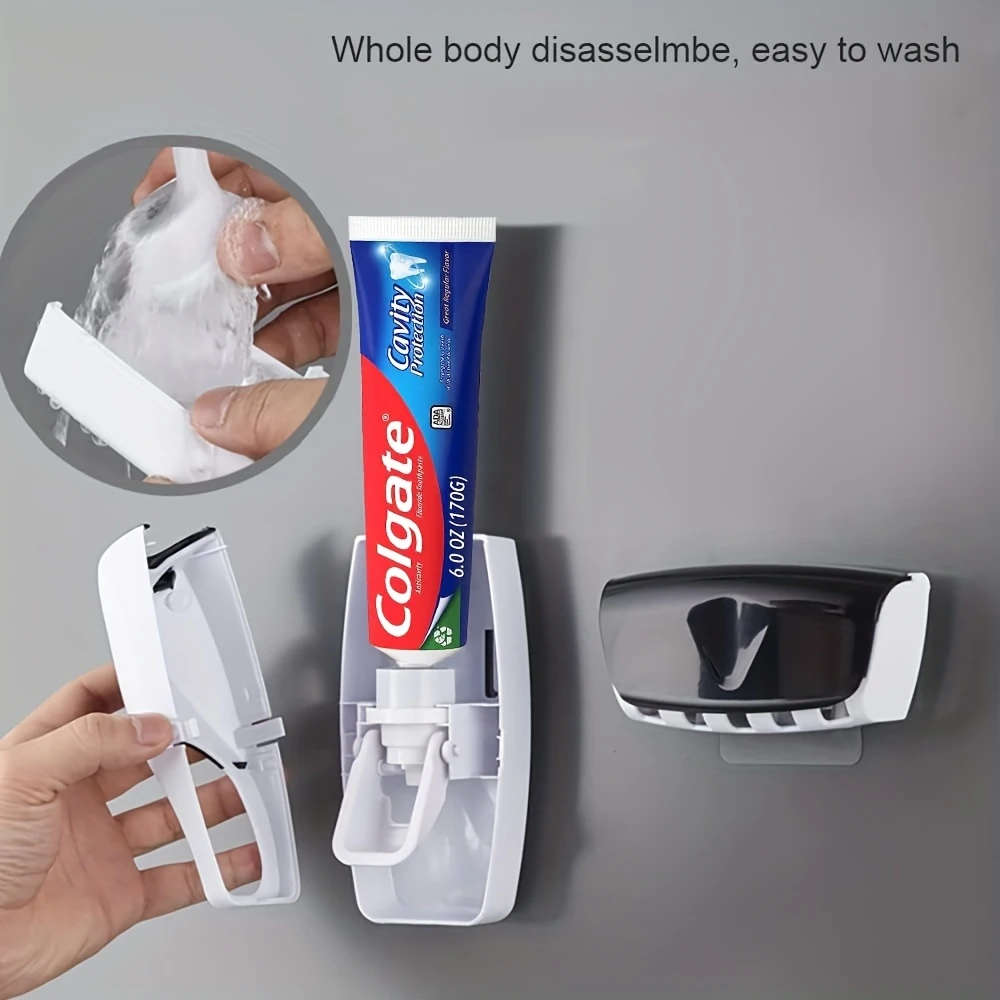 1Pc 5 Head Toothbrush Holder With Automatic Toothpaste Dispenser Wall Mounted