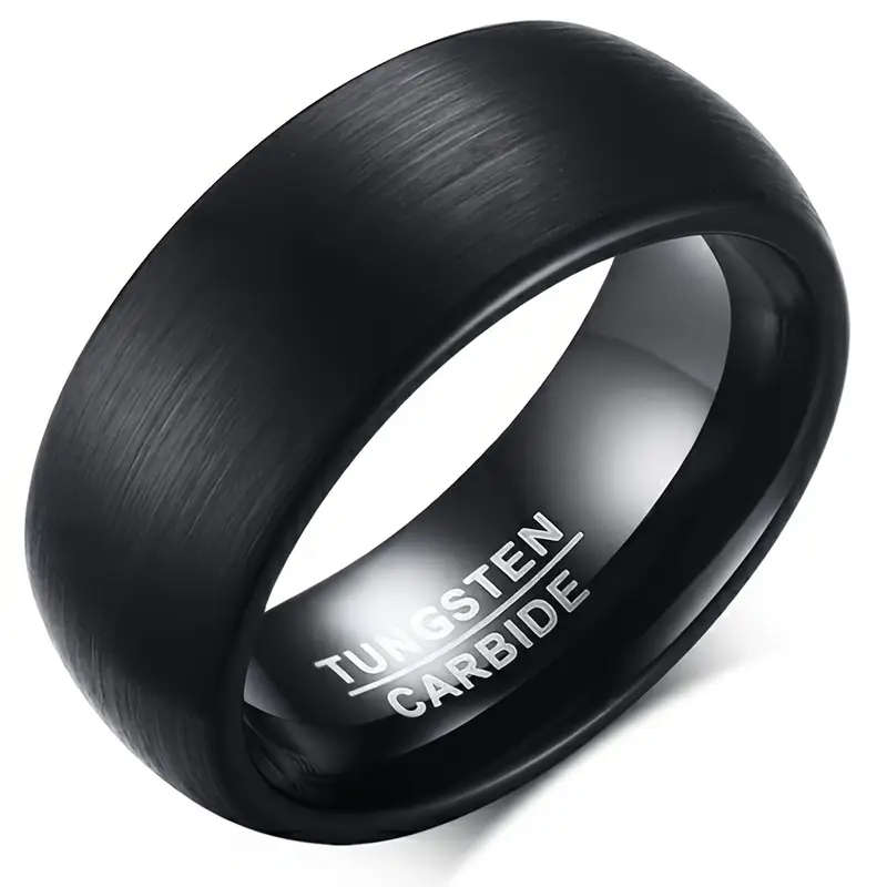 8mm Wide Matte Black Ring - Tungsten