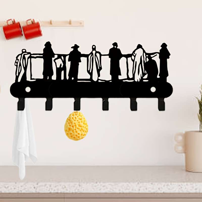 1pc Western Wall Art Metal Key HolderVersatile Jewish Silhouette Hanging Key Rack for Coats Hats