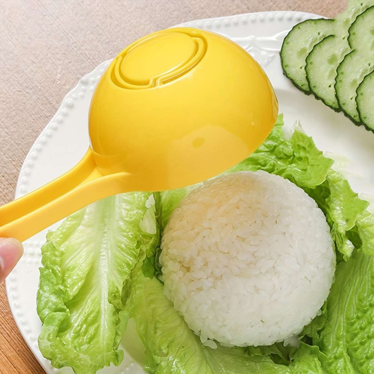 1pc Bright Yellow Half-Circle Shaped Rice Paddle Durable Plastic Kitchen Tool with Ergonomic
