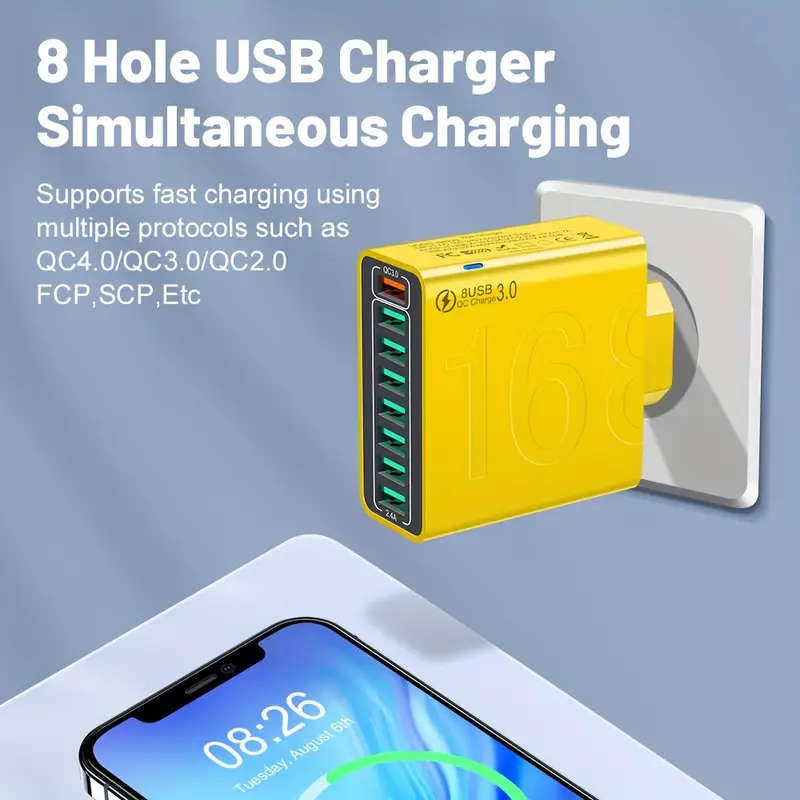 1pc Multiport Fast Charging USB Wall Phone Charger Adapter QC 3.0 USB Phone Charger for iPhone