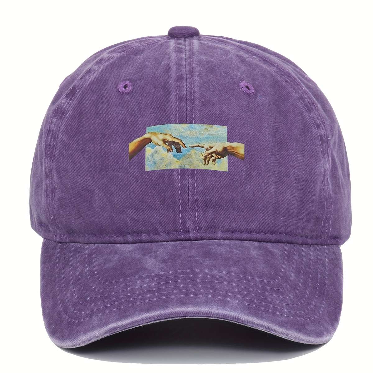 1pc Unisex Vintage Oil Painting Print Baseball Cap Polyester Breathable Casual Embroidered Hat Ha