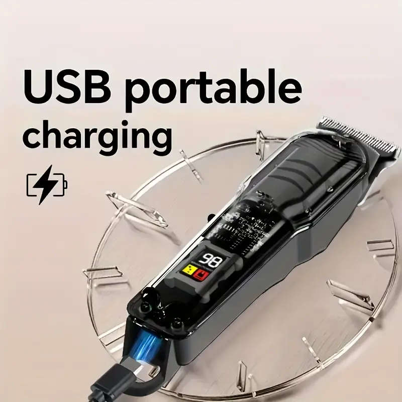 Professional Men's Hair Clipper With Stylish Transparent Digital Display