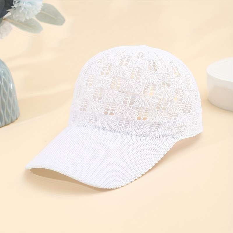 1pc Breathable Mesh Baseball Cap for Women Adjustable Lightweight Stylish Sun Hat with Hollow-