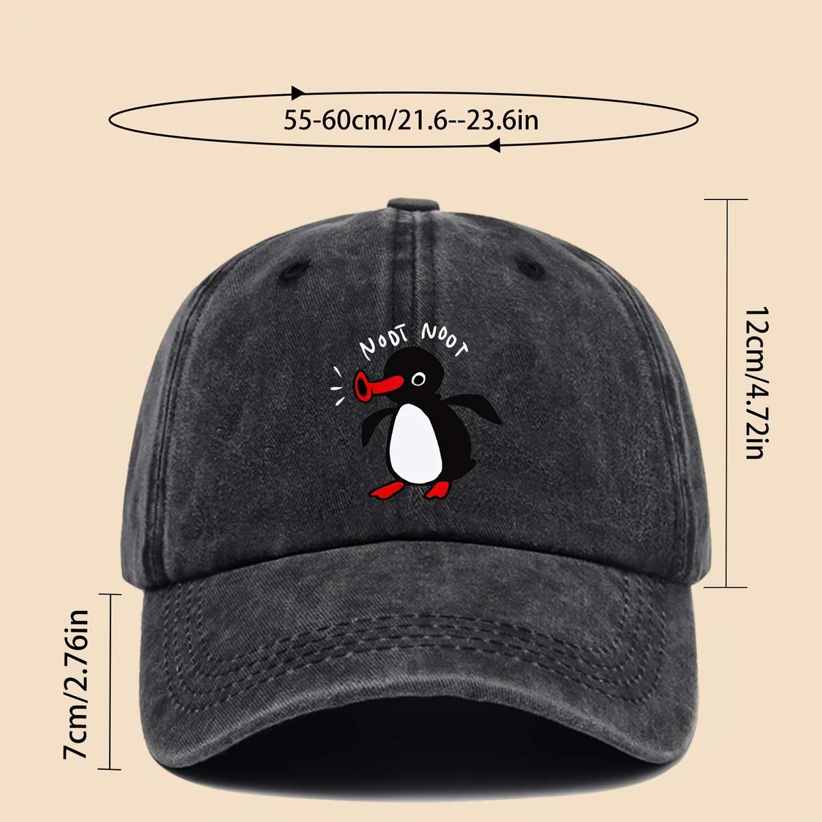 NOOT Baseball Cap with a Unisex Fun Print of Pingu And Pinga a Curved-Brim Hat Suitable
