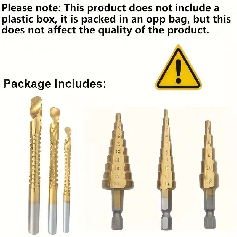 6-Piece Titanium-Coated Chrome Vanadium Drill Bit Set