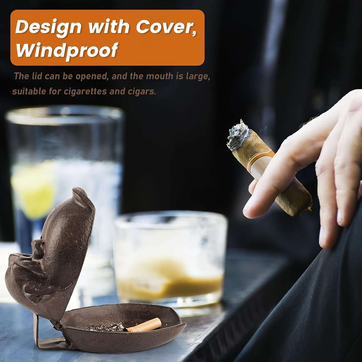 1 Piece Vintage Cast Iron Monkey Ashtray With Lid Unique Monkey Design Perfect For Home Office