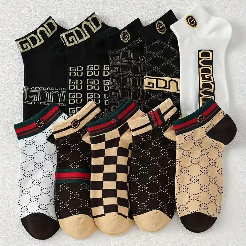 10Pairs of Thin Sweat-Absorbent Breathable Versatile Light Luxury Fashion Versatile Shallow Mouth Sh