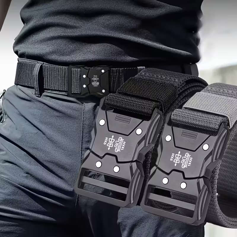 Men's Denim Belt with Quick-Release Buckle