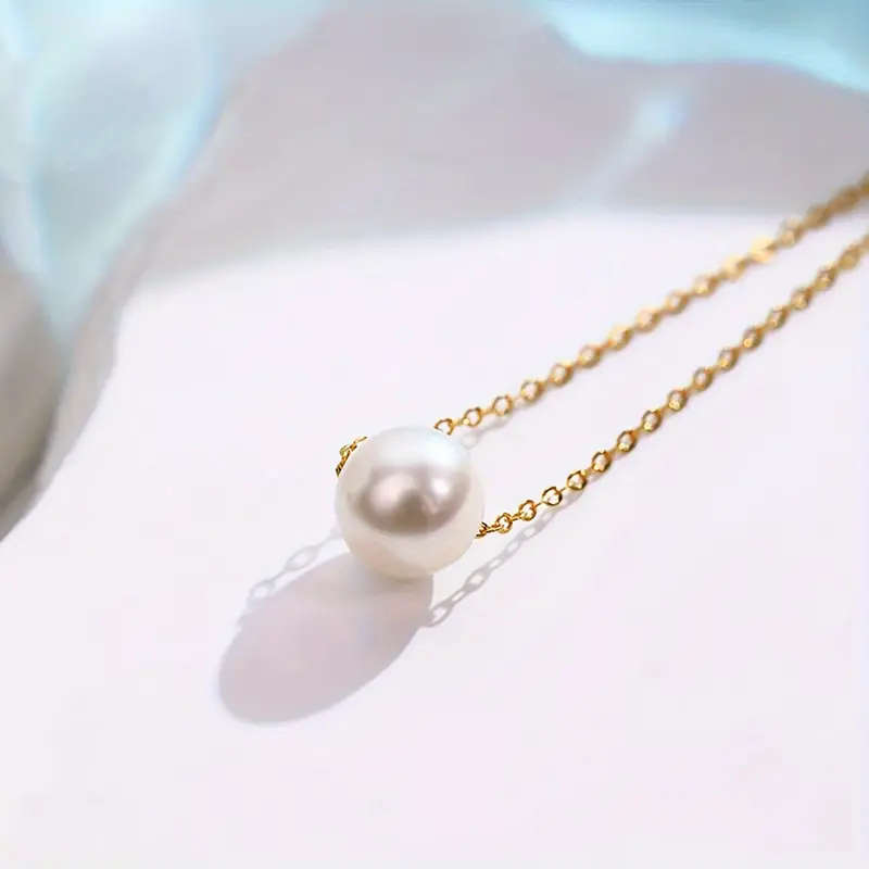 Golden-Tone Faux Pearl Pendant Necklace for Women