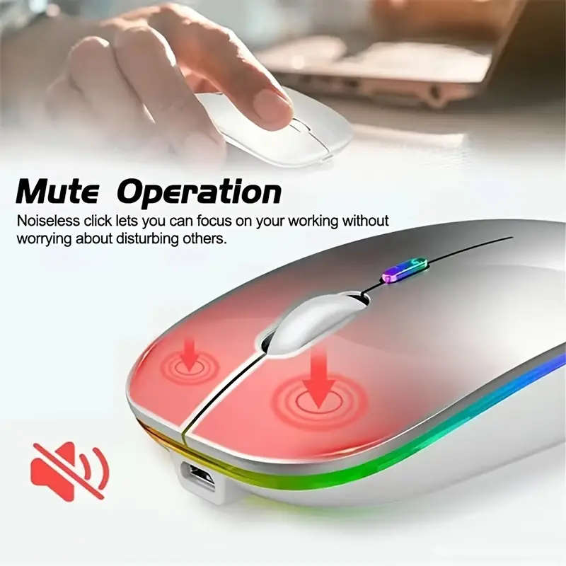 1pc Wireless Mouse Dual-Mode Mouse Rechargeable Mouse Comfortable Touch Ergonomic Design Gaming Mous