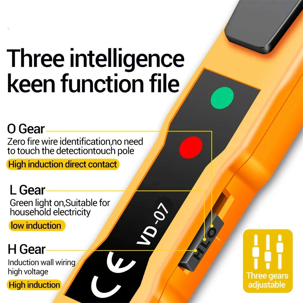 1pc Compact Non-Contact Voltage Detector Pen AC DC Induction Tester with LCD Display Sound Light