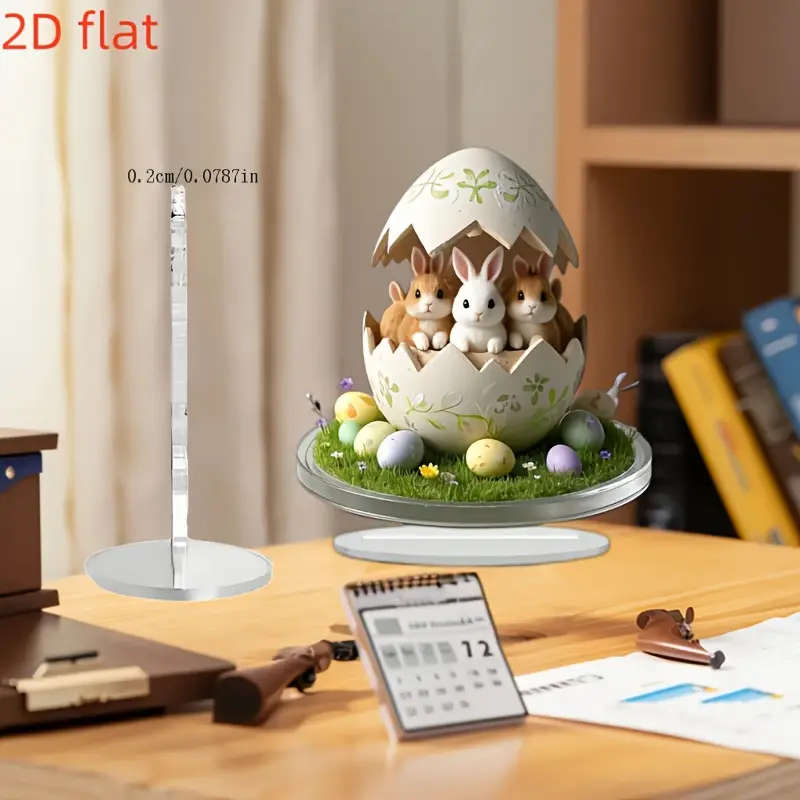 2D Flat Charming Acrylic Easter Bunny Egg Nest Decoration