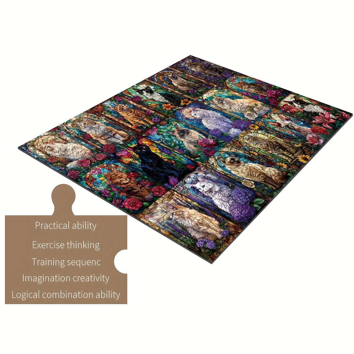 1000pcs Jigsaw Puzzle Flower Cats White Red Black Yellow Blue 19.25 x 26.75 Inter