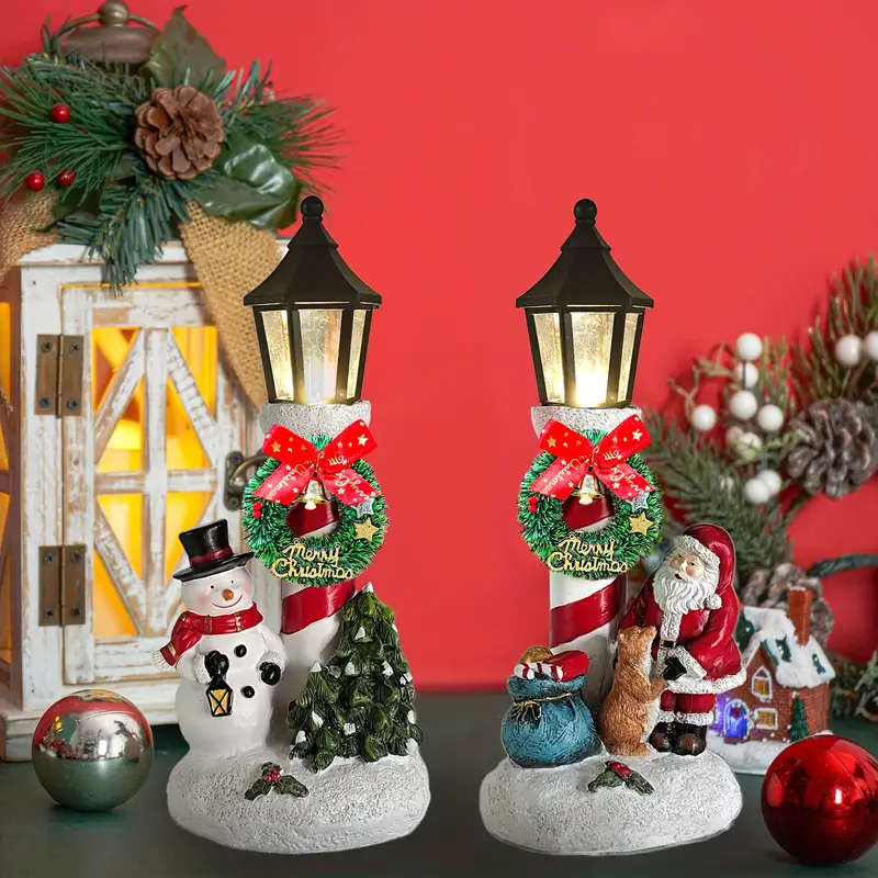 1 x Festive Snowman and Santa LED Lantern