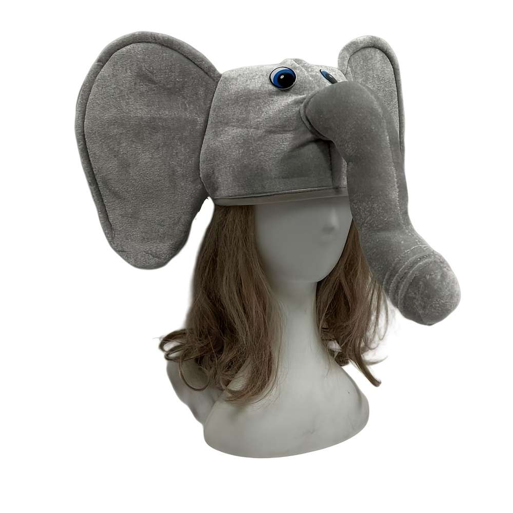 Gray Elephant Hat with Blue Eyes Fun Festive Accessory