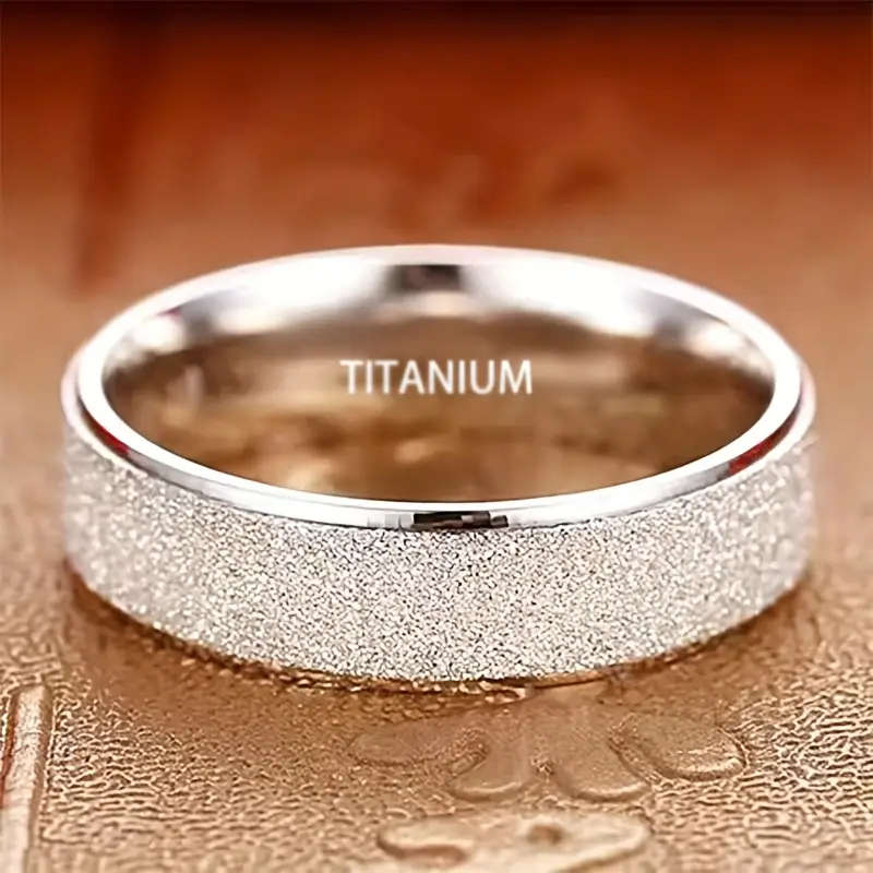 Titamium Mens Stylish 6 mm Wide Ring with Sparkling Crystals