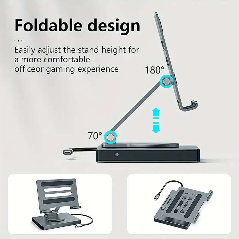 Multifunction Type C Docking Station and Adjustable Aluminum Tablet and Laptop Stand