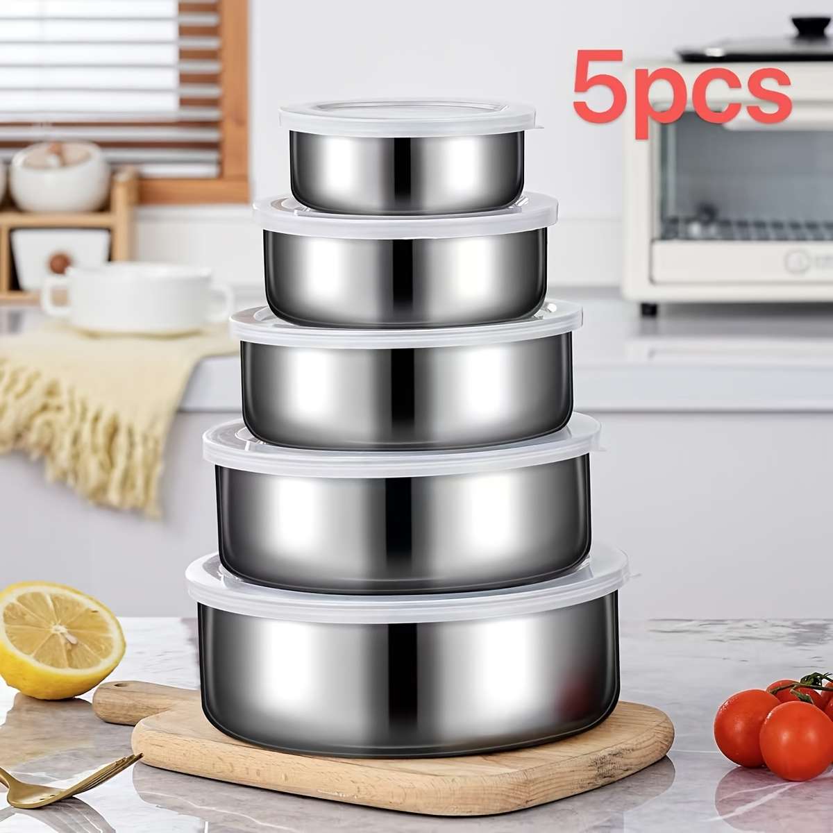 5pcs set of food storage containers with lids suitable for vegetables fruits kitchen supplie