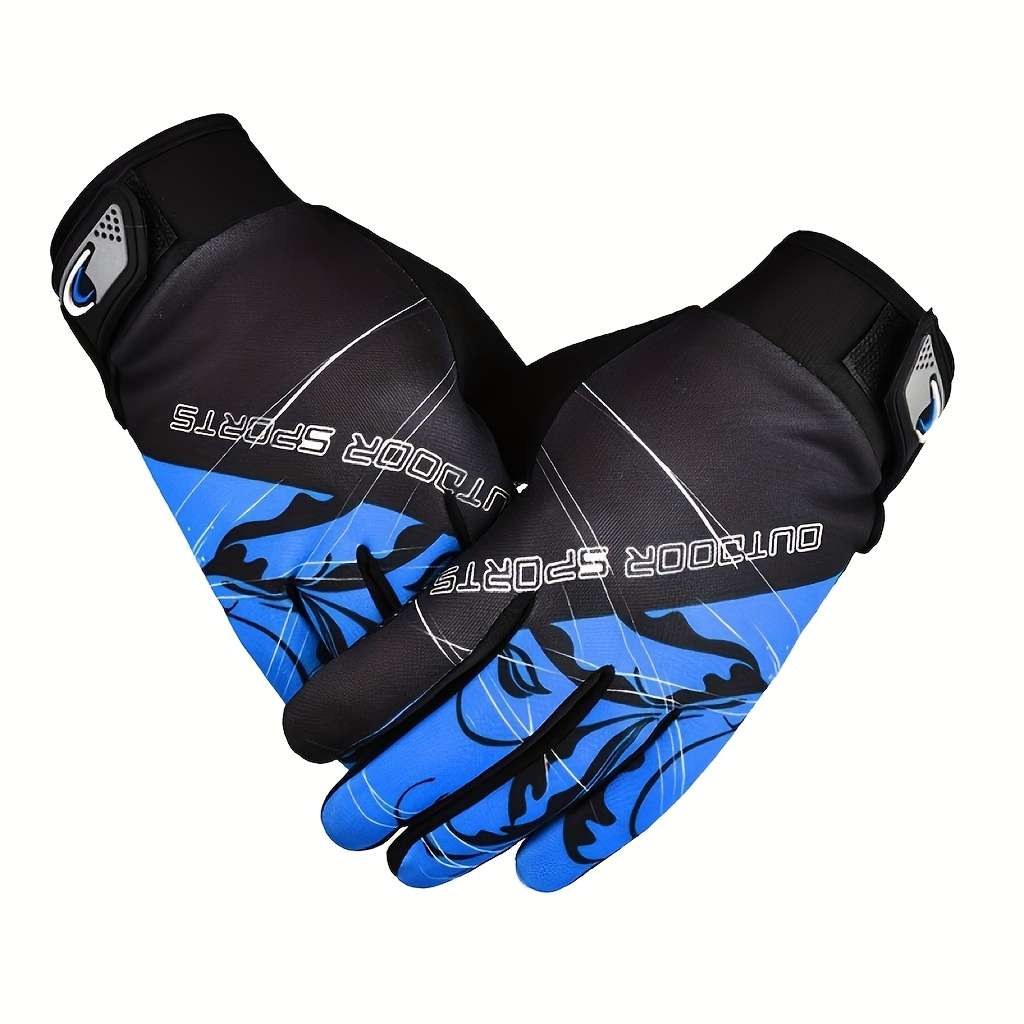 1 Pair White Block Red One Size Outdoor Sports Gloves
