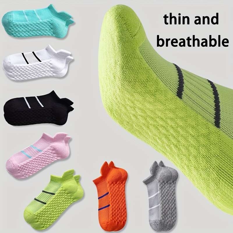 5 Pairs Pink And Mint Green And Orange And Fluorescent Green And Black High Elastic Socks