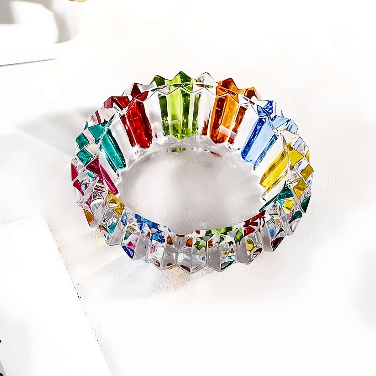 1pc Elegant Glass Ashtray Round Colorful Design for Home and Office Decor Perfect for Living