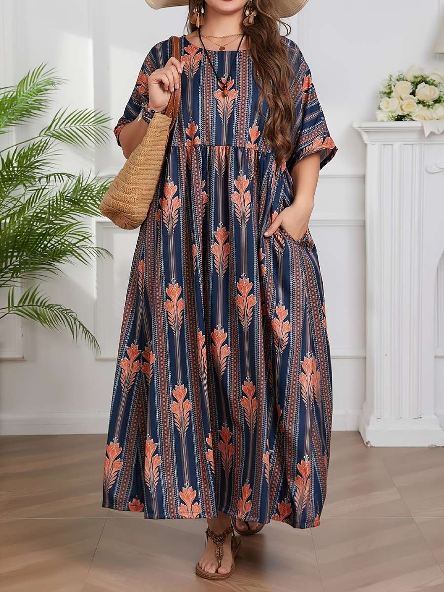 Women S Dress Color Blue Orange Size 5Xl