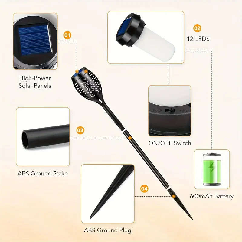 6-Pack Solar Flickering Flame Lights