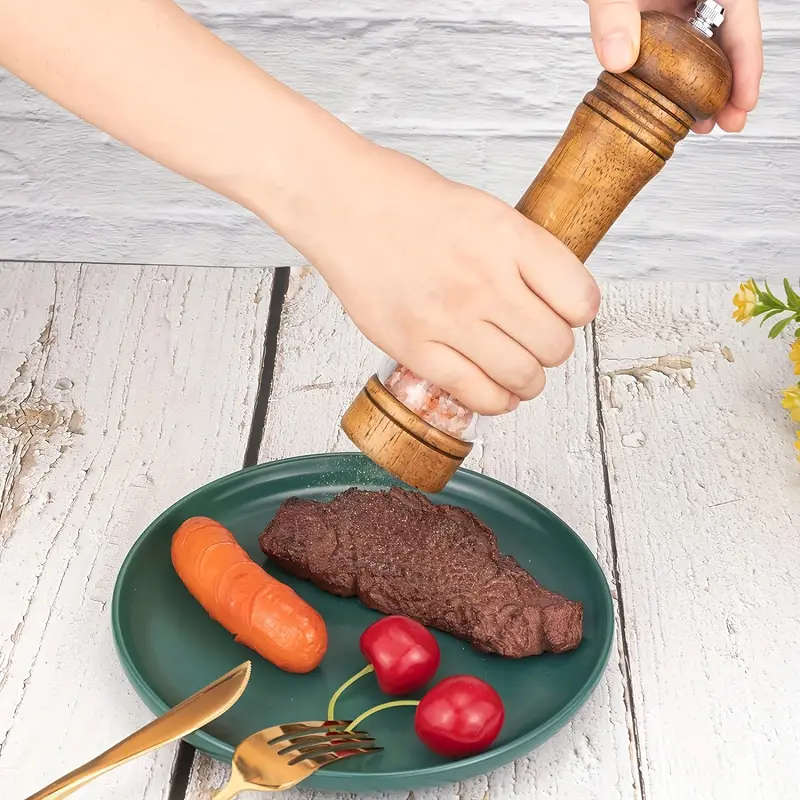Premium Wooden Manual Pepper & Salt Grinder with Clear Viewing Window