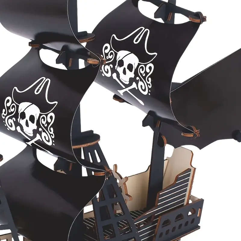 3D Black Pearl Pirate Ship Handmade Assembly Model - Sailing Ship Building Kit